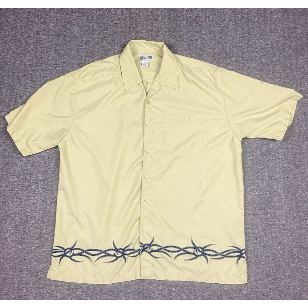 Vintage Aéropostale Mens L Beige Tribal Y2K Mallcore Cyber Grundge Barbed Wire